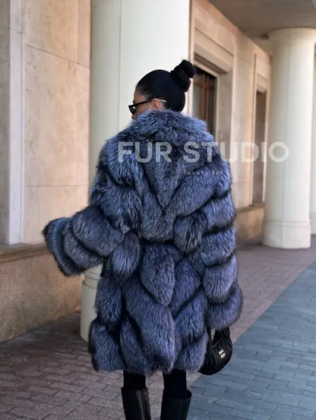 Шуба из меха чернобурой лисы - поперечка - фото 5