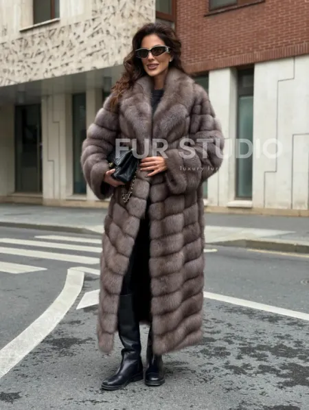 Шуба из меха куницы в цвете Truffle - фото 10
