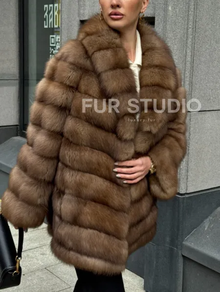 Шуба из куницы с воротником шаль - фото 3