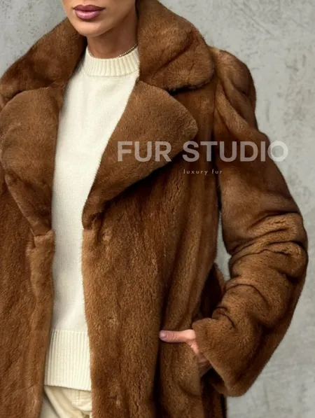 Шуба золотая - норковая - фото 2