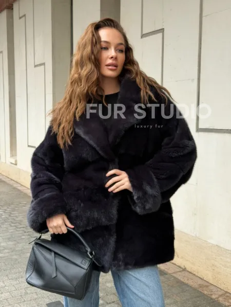 Норковый полушубок - английский воротник - фото 9