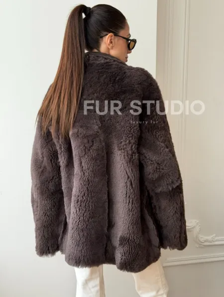 Двухсторонняя дубленка - мех тиградо - фото 8