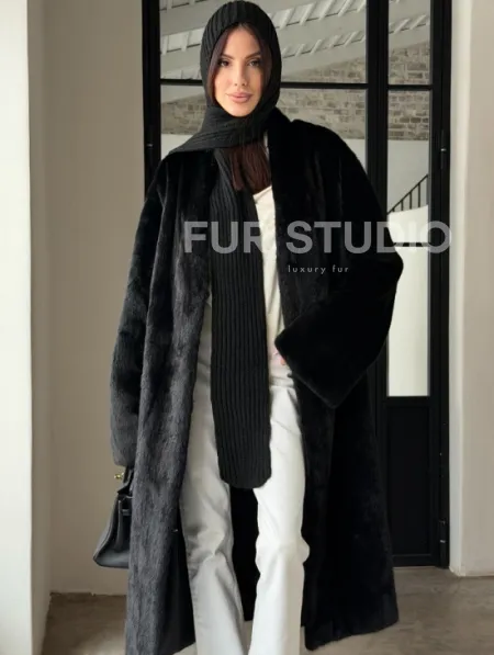 Шуба норка Blackglama V-образный ворот - фото 0