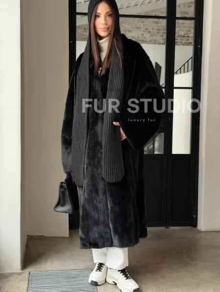 Шуба норка Blackglama V-образный ворот - фото 8