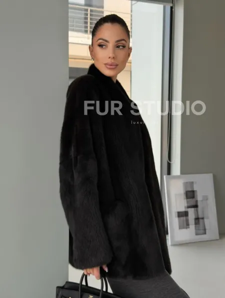 Модный норковый жакет «тренд 2026» Dark Espresso - фото 8