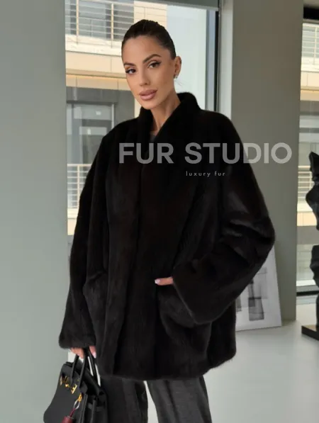 Модный норковый жакет «тренд 2026» Dark Espresso - фото 9