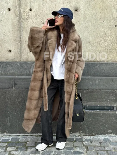 Шуба норковая - цвет пастель - фото 10