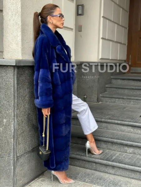 Норковая шуба - цвет электрик - фото 5