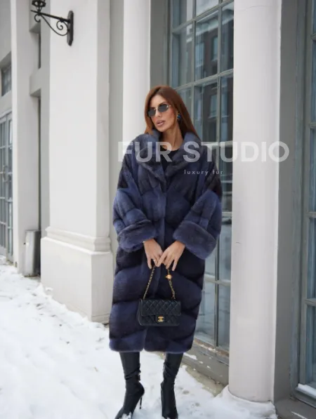 Крестовка кимоно шуба из меха скандинавской норки - фото 4