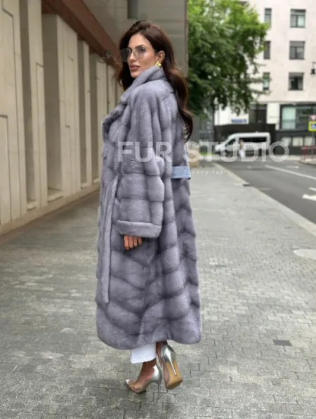 Пальто из голубой норки - фото 4