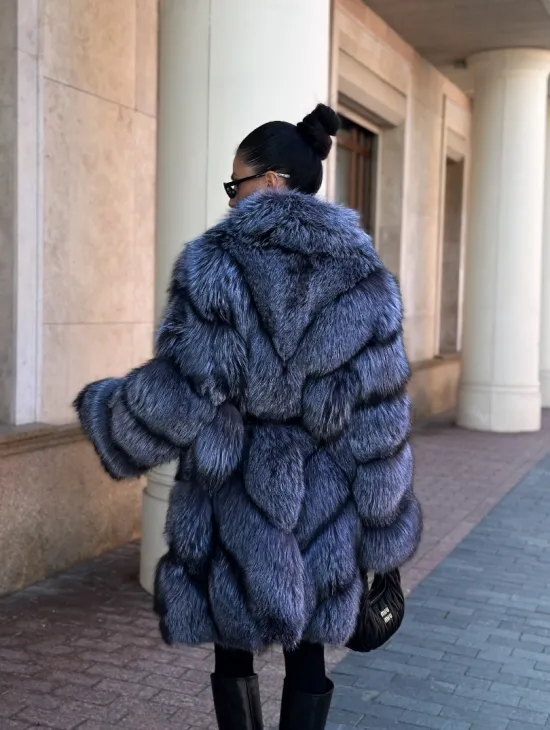 Шуба из меха чернобурой лисы - поперечка - фото 5