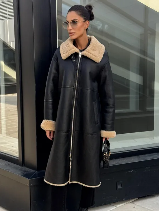 Женская натуральная дубленка из кожи силка - фото 3