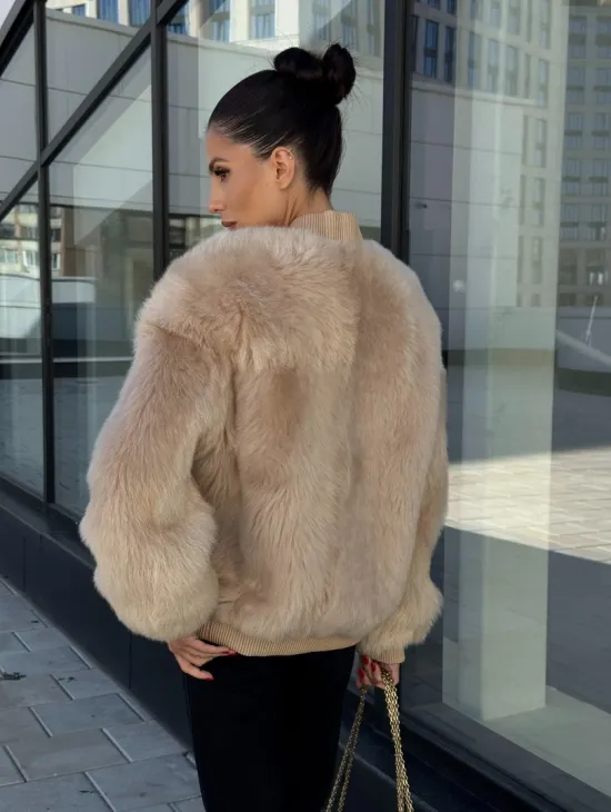 Меховая куртка - бомбер из натурального меха тосканы Турция - фото 8