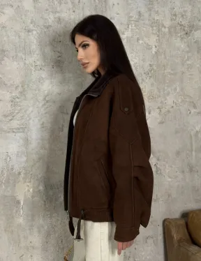 Дубленка - бомбер на молнии из овчины MERINO - фото 4