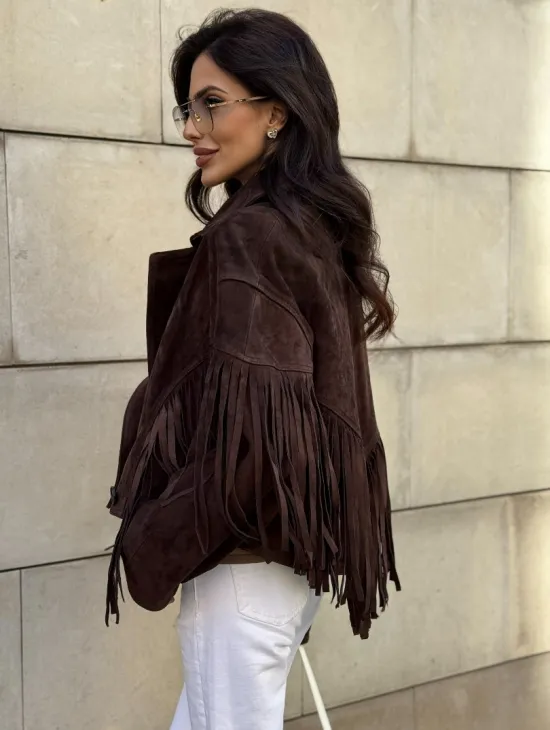 Кожаная куртка с бахромой - фото 3