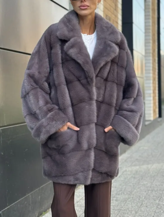 Шуба норковая - жакет лаванда - фото 4