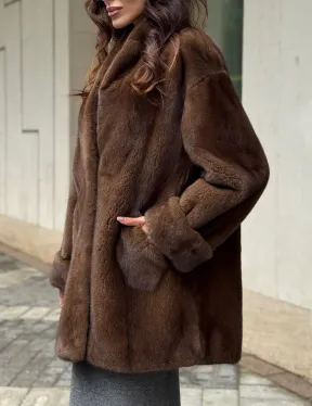 Коричневая шуба из норки - фото 3