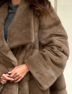 Норковая шуба бежевая - фото 1