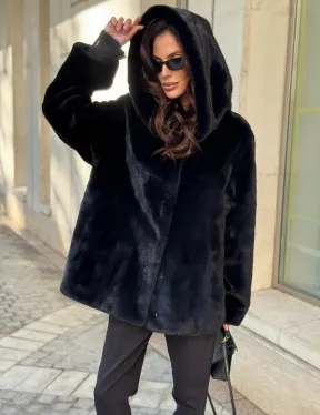 Шуба куртка из норки - черная - фото 4