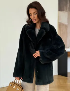 Шуба норковая темно-зеленая - фото 4