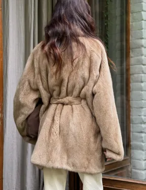 Норковый полушубок с воротником шаль - фото 4