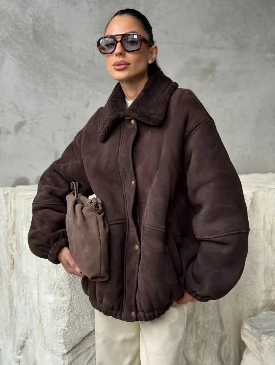 Дубленка бомбер женская - фото 7