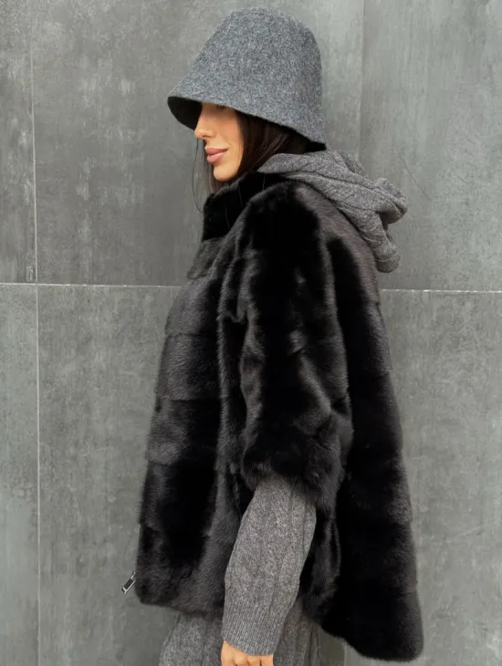 Черная норковая кофта - фото 4