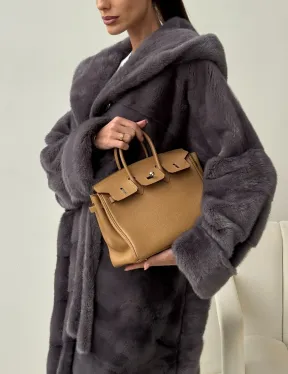 Длинная норковая шуба - капюшон кобра - фото 1