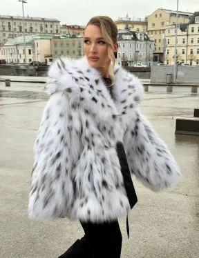 Шуба из лисьего меха под рысь с капюшоном - фото 16