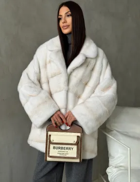 Полушубок норковый в цвете паломино - фото 7