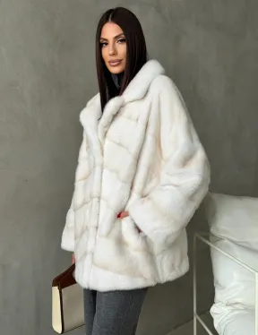 Полушубок норковый в цвете паломино - фото 12