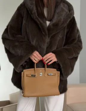 Зимняя норковая шуба с капюшоном - фото 3