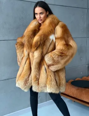 Шуба из натурального меха лисы - фото 6