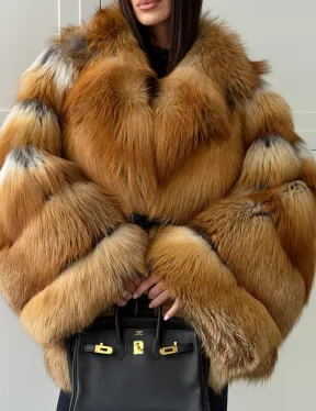 Шуба из лисы огневки - оверсайз - фото 2