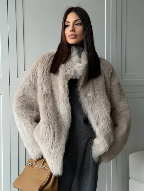 Бежевая дубленка из тосканы - фото 9