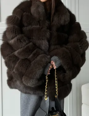 Шуба из натурального песца под соболь - фото 1