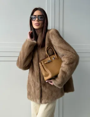 Женский норковый полушубок пастель - фото 16