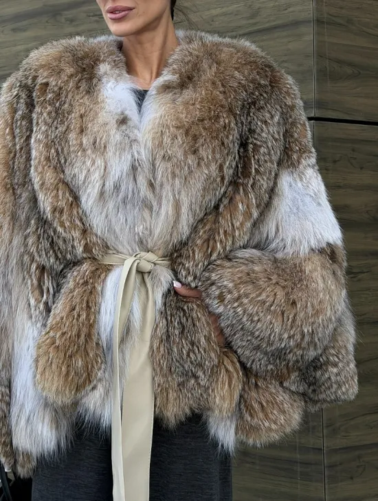 Шуба - летучка из меха рыси - фото 3