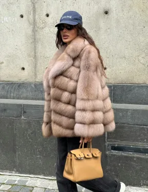 Шуба из меха куницы - цвет Tortora - фото 12