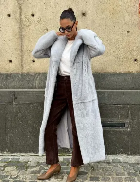 Голубая шуба из плюшевой норки “Velvet” - фото 9