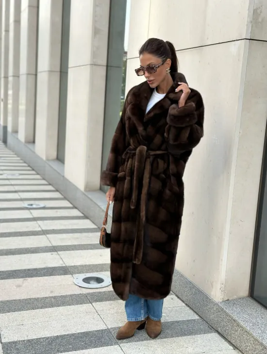 Шуба из плюшевой норки Velvet - цвет соболь - фото 5