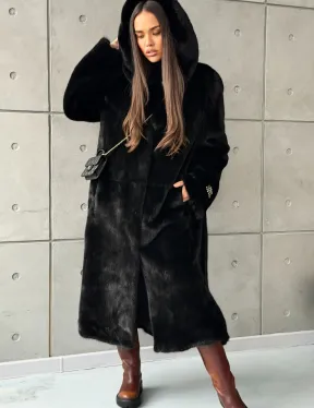 Шуба из норки Blackglama с капюшоном - фото 3