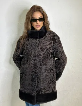 Каракульча стойка воротник отделка норка - фото 4